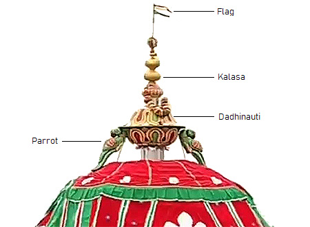 Flag, Kalasa, Dadhinauti and Parrots of Lord Balabhadra's Chariot