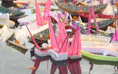Boat made out of cork & colored paper
